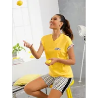 pyjama court jersey fin - wäschepur - jaune
