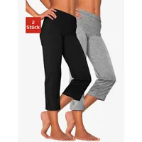corsaire lot de 2 pantalons basiques longueur 3/4 - vivance active - 1x noir, 1x gris chiné