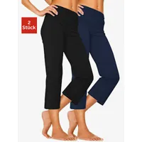 corsaire lot de 2 pantalons basiques longueur 3/4 - vivance active - 1x noir, 1x bleu