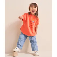 t-shirt manches courtes bébé fille en coton bio orange style poncho