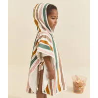 serviette poncho bébé fille anti-uv rayures colorées