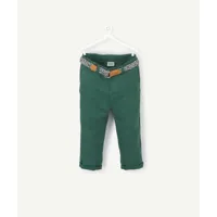 le pantalon chino vert en lin avec ceinture vert