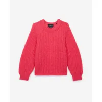 pull rose mohair col rond