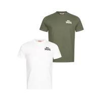 lonsdale blairmore short sleeve t-shirt 2 units vert,blanc 2xl homme