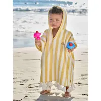 poncho de bain bébé à rayures personnalisable rayé jaune